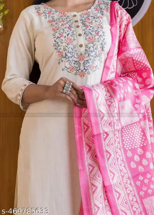 Khaddi Cotton Kurti Pant Dupatta Set