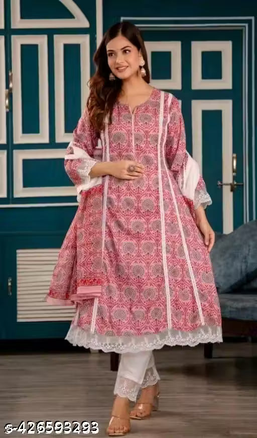 FLORAL PRINTED KURTI & PANT & DUPATTA SET
