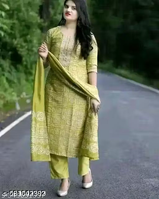 Green Emb. NEW KURTI & PANT & DUPATTA Set
