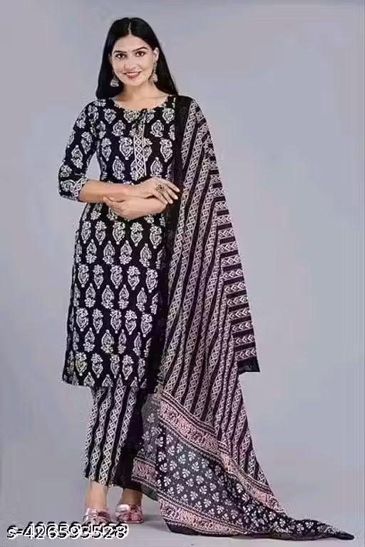 FLORAL PRINTED KURTI & PANT & DUPATTA SET