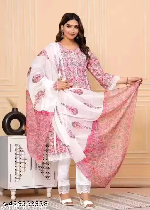 TRANDING KURTI PANT DUPATTA SET